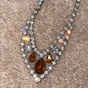 Amber & Clear Stone Necklace